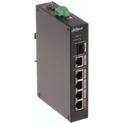 DAHUA PFS3106-4ET-60-V2, 6 Port, Megabit, 4FE PoE Port (4xPoE 60W) ,1GE Uplink, 1GE SFP Yönetilemez Switch